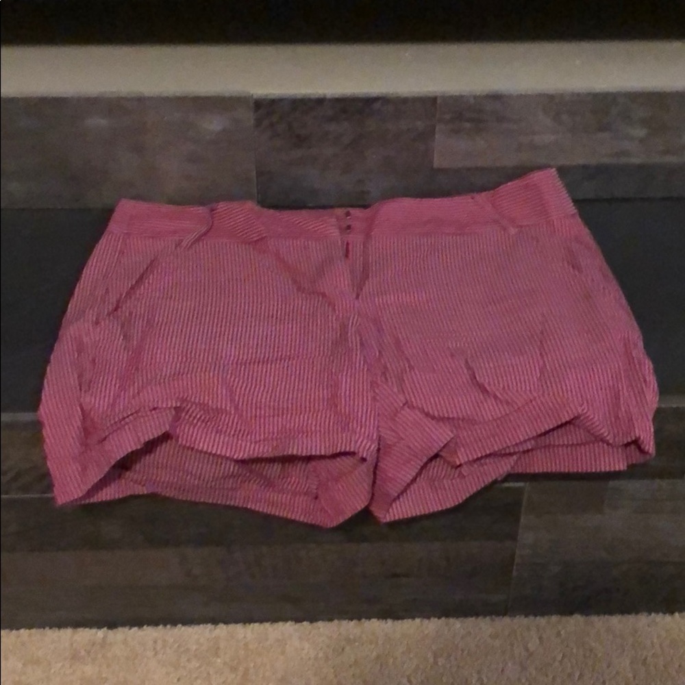 J Crew brown and red seersucker shorts